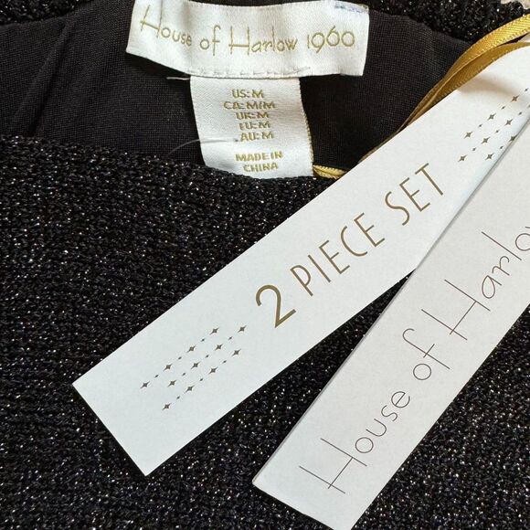 House of Harlow | Black Crop Top & Maxi Skirt Set One Shoulder Size Medium NWT - Picture 8 of 13